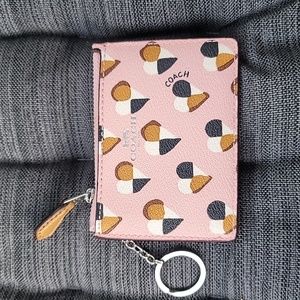 Coach check heart print mini card case